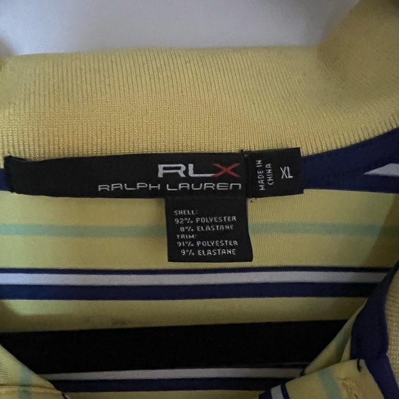 Ralph Lauren Men's Golf Shirt in Yellow with Black Stripes - Picture 2 of 3